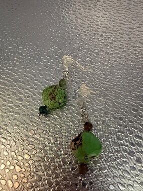 Gaspeite stone earrings. These are beautiful stone earrings